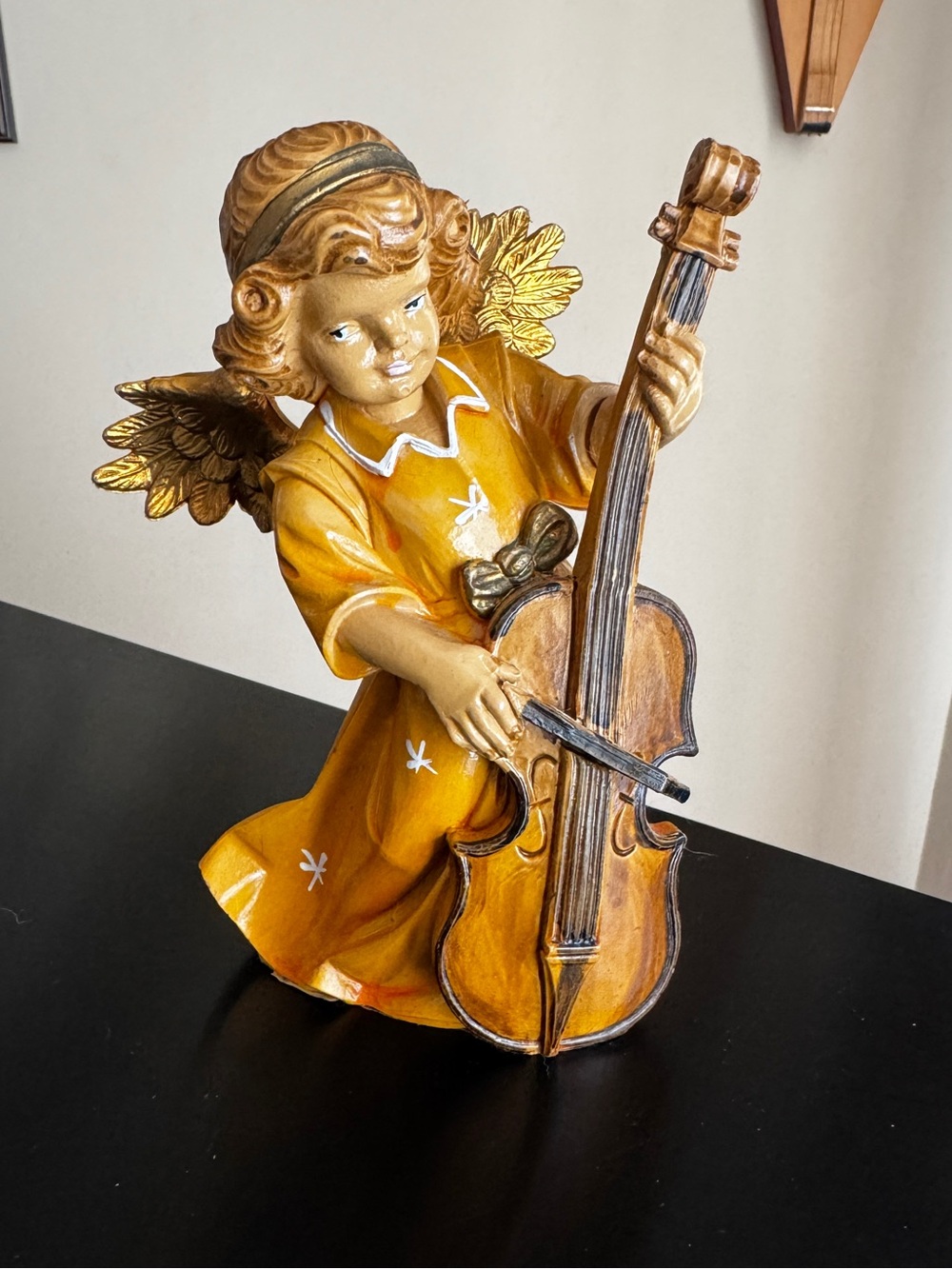 Vintage Hand-Painted Yellow Angel Musician Figurine